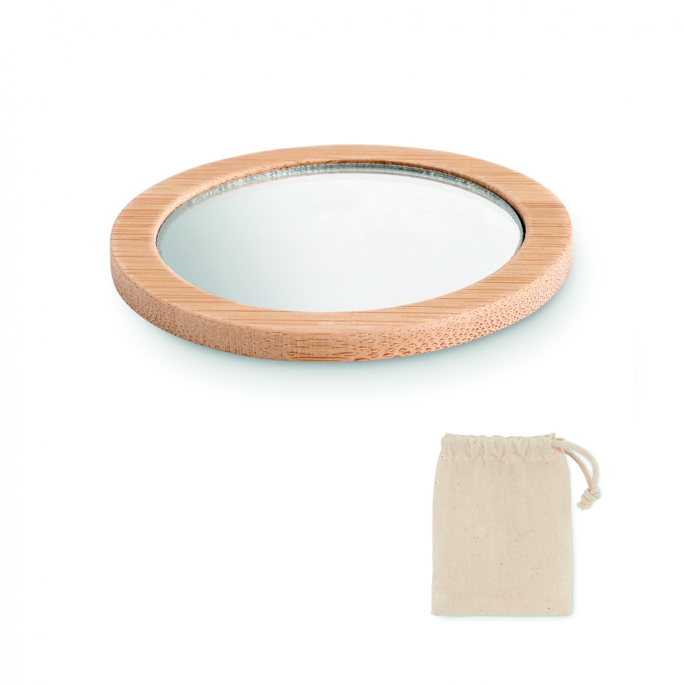 Logo trade promotional giveaways image of: Bamboo make-up mirror