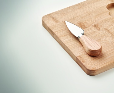 Logo trade business gifts image of: Cheese board set in bamboo Bremen
