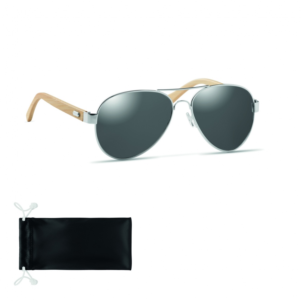 Logo trade advertising product photo of: Bamboo sunglasses in pouch TARTU