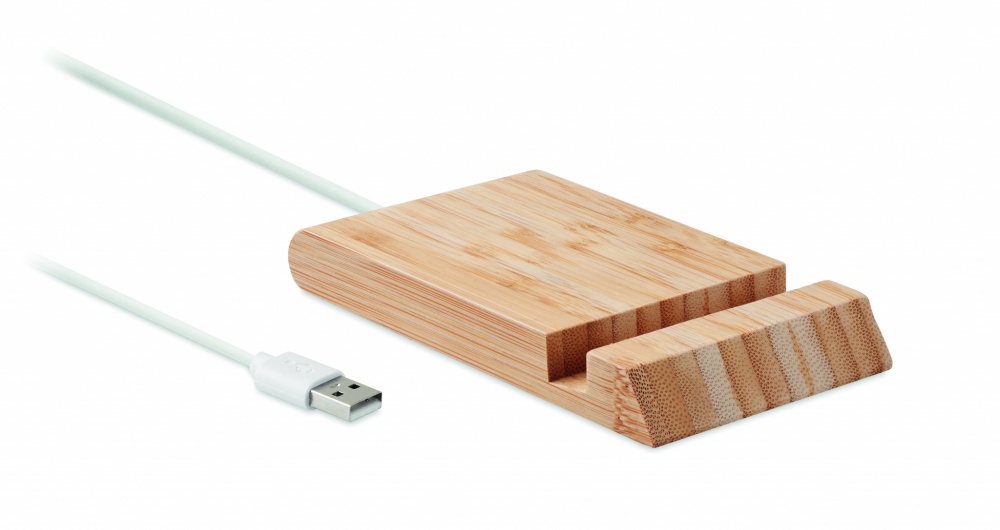Logo trade advertising products picture of: Bamboo wireless charger  10W ODOS