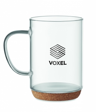 Logo trade promotional giveaways image of: Glass mug 400ml with cork base