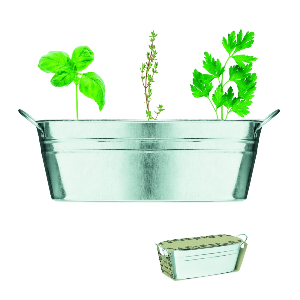 Logo trade promotional giveaways picture of: Zinc tub with 3 herbs seeds