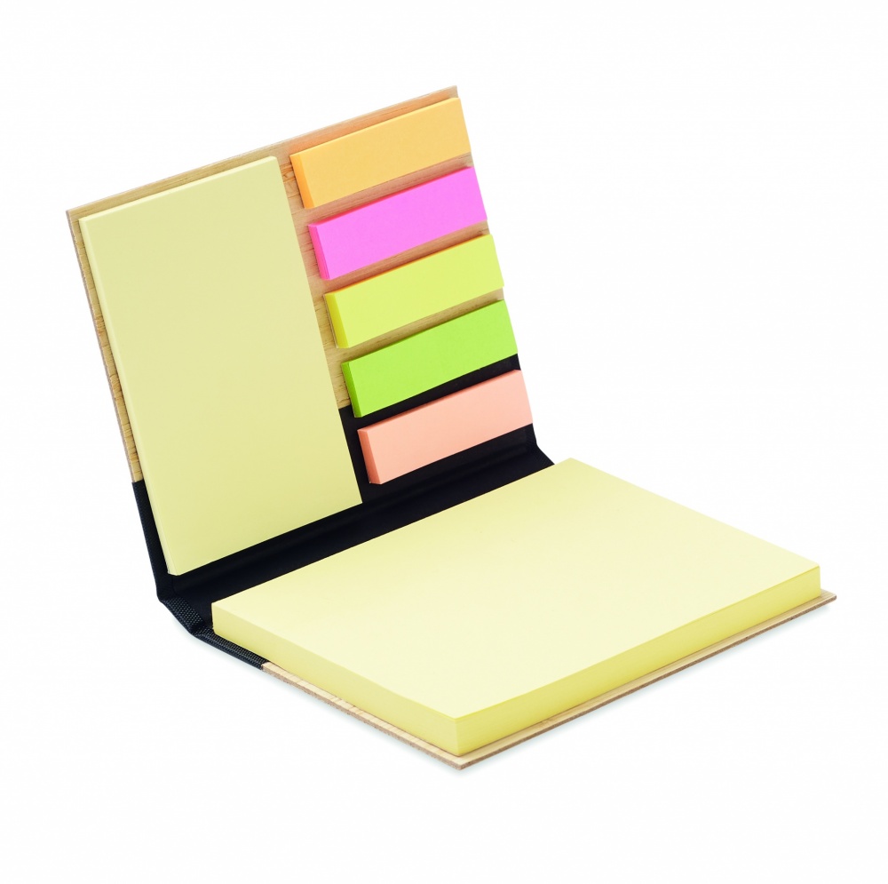 Logo trade business gifts image of: Bamboo sticky note memo pad