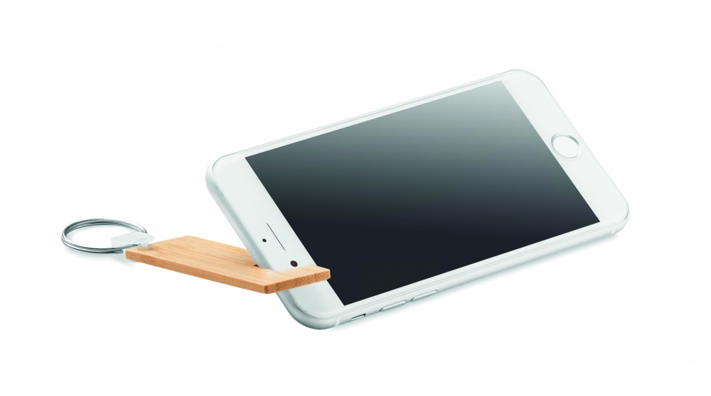 Logo trade promotional merchandise photo of: Bamboo stand and key ring Savonlinna
