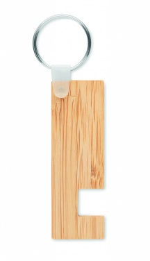 Logo trade promotional merchandise photo of: Bamboo stand and key ring Savonlinna