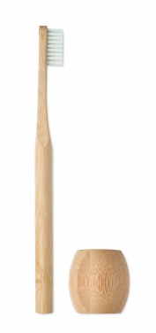 Logo trade promotional gifts image of: Bamboo tooth brush with stand
