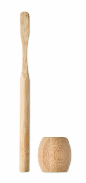 Logo trade corporate gifts image of: Bamboo tooth brush with stand