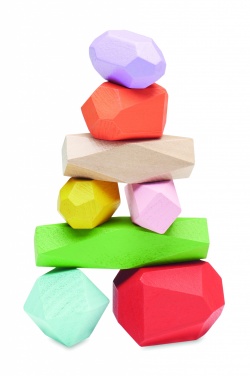 Logo trade promotional products image of: 8 stacking wood rocks in pouch