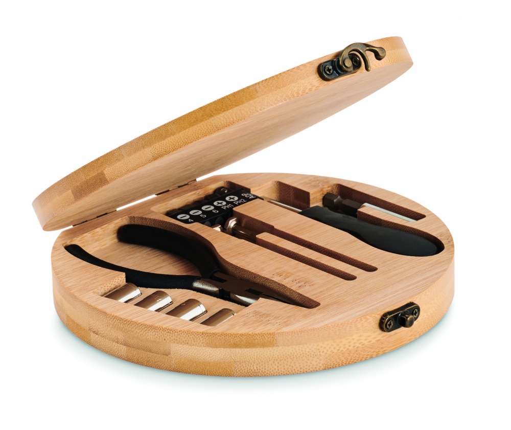 Logo trade business gift photo of: 15 piece tool set bamboo case