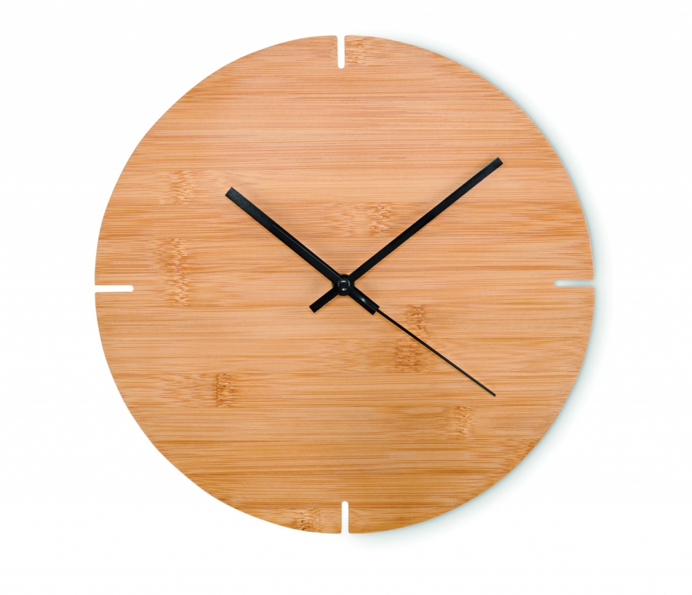 Logo trade promotional giveaways picture of: Round shape bamboo wall clock