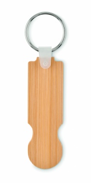 Logo trade promotional product photo of: Bamboo euro token key ring Rauma