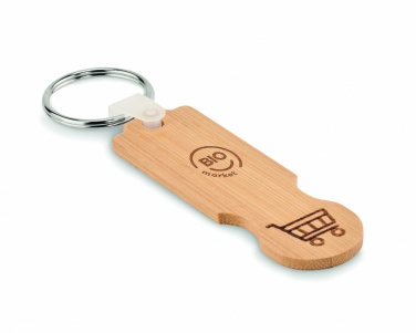 Logo trade business gifts image of: Bamboo euro token key ring Rauma