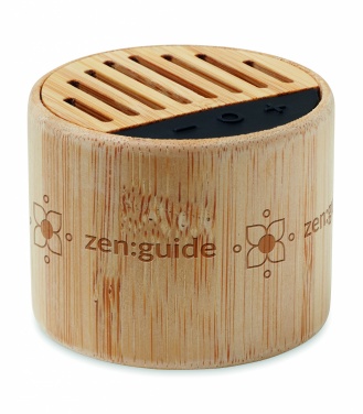 Logotrade promotional item image of: Round bamboo wireless speaker