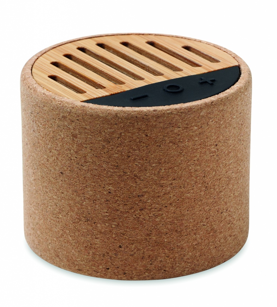 Logo trade promotional merchandise image of: Round cork wireless speaker