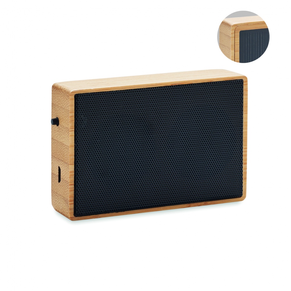 Logo trade promotional giveaways image of: Solar bamboo wireless speaker