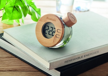 Logo trade promotional products image of: Water powered bamboo LCD clock