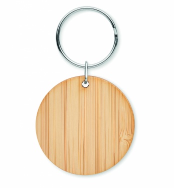 Logo trade promotional items picture of: Round bamboo key ring Pieksämäki