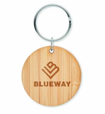Logo trade promotional gifts picture of: Round bamboo key ring Pieksämäki