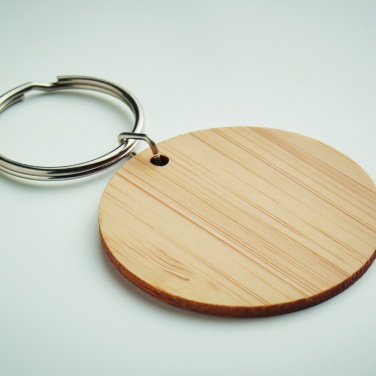 Logotrade promotional products photo of: Round bamboo key ring Pieksämäki