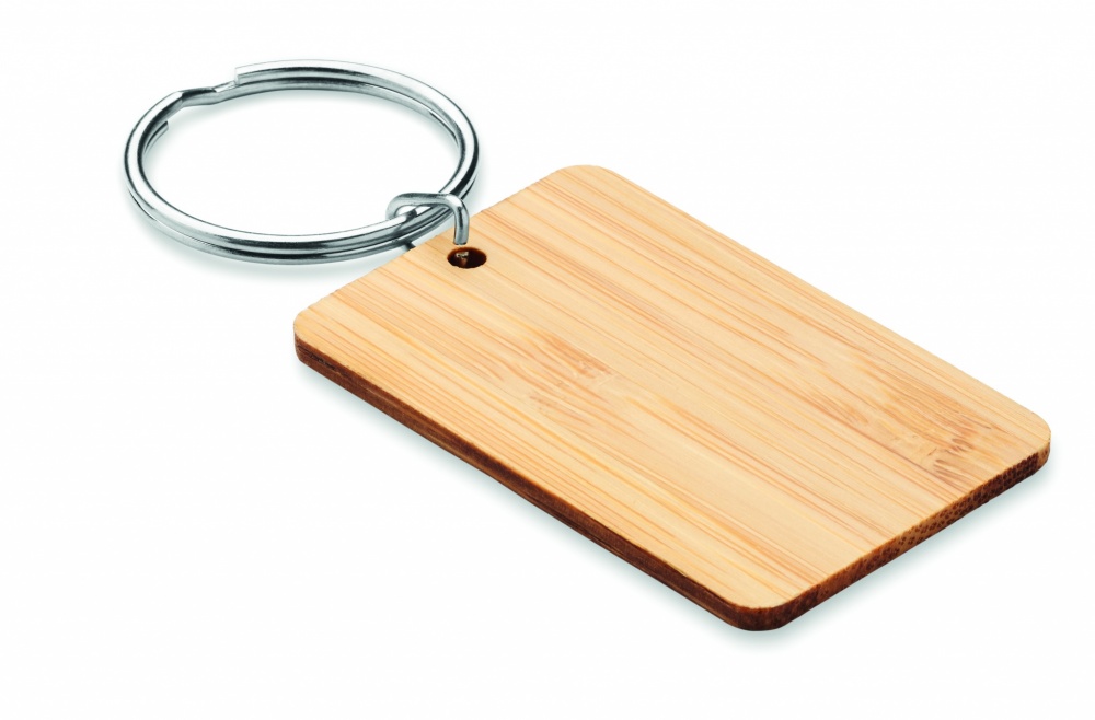 Logotrade promotional gifts photo of: Rectangular bamboo key ring Riihimäki