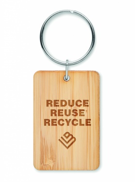 Logotrade promotional merchandise photo of: Rectangular bamboo key ring Riihimäki