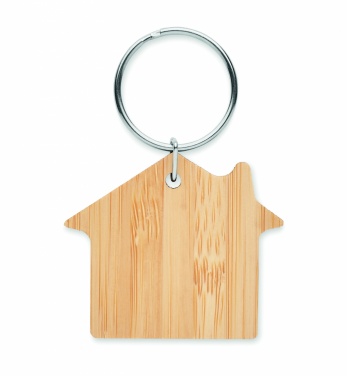 Logotrade promotional item image of: House shaped bamboo key ring Järvenpää