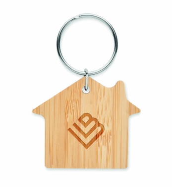 Logotrade business gifts photo of: House shaped bamboo key ring Järvenpää