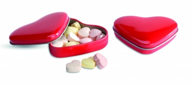 Logotrade promotional giveaway image of: Heart tin box with candies