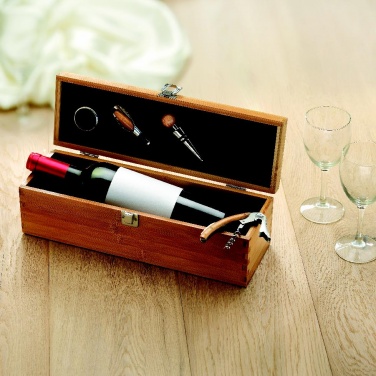 Logo trade promotional gifts image of: Wine set in bamboo box