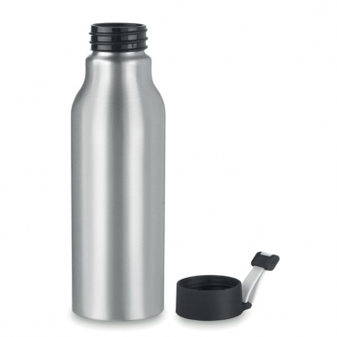 Logo trade advertising products picture of: Single-walled 500 ml aluminum bottle with a PP cap and a silicone strap