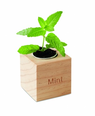 Logo trade promotional merchandise picture of: Herb pot wood "MINT"