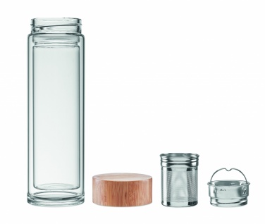 Logotrade promotional gift picture of: Double wall glass bottle 400ml München