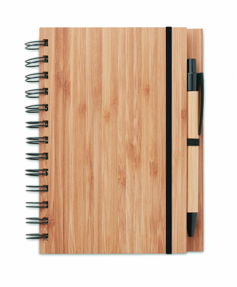 Logo trade promotional gift photo of: Bamboo notebook with pen lined BAMBLOC