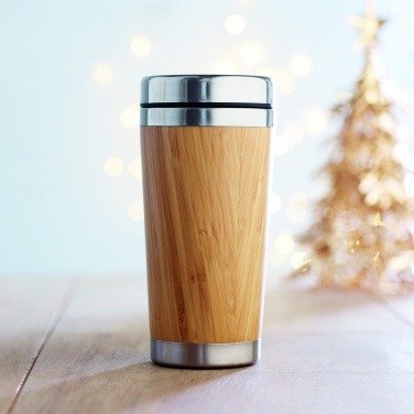 Logo trade promotional giveaways image of: Double wall bamboo flask 430ml