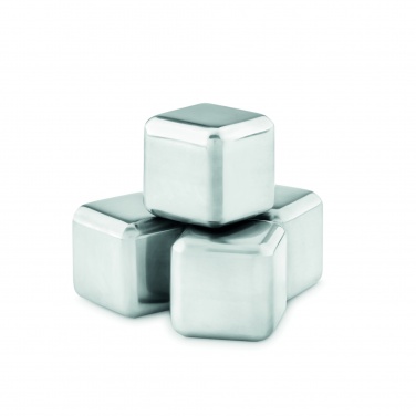 Logo trade promotional items picture of: Set of 4 SS ice cubes in pouch