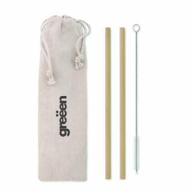 Logo trade promotional giveaway photo of: Bamboo Straw w/brush in pouch