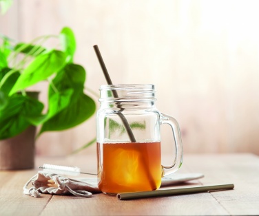 Logo trade promotional merchandise image of: Bamboo Straw w/brush in pouch