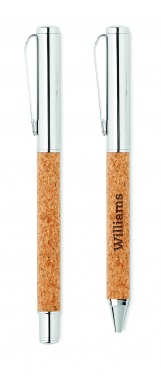 Logo trade promotional giveaways picture of: Metal Ball pen set in cork box