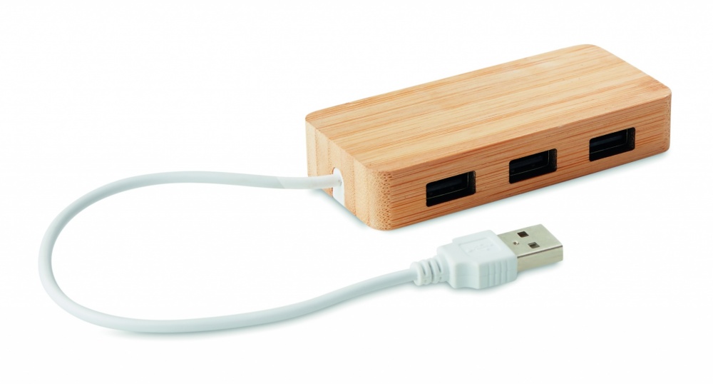 Logotrade advertising product image of: Bamboo USB 3 ports hub