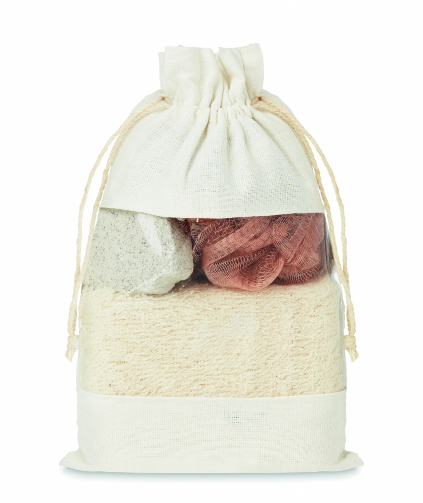Logo trade corporate gifts image of: Bath set in cotton pouch