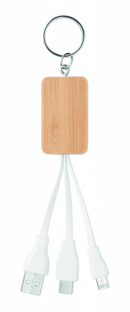 Logo trade promotional merchandise image of: Bamboo 3-in-1 cable
