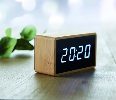 Logotrade promotional giveaway image of: LED alarm clock bamboo casing Düsseldorf