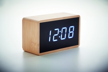 Logotrade business gift image of: LED alarm clock bamboo casing Düsseldorf