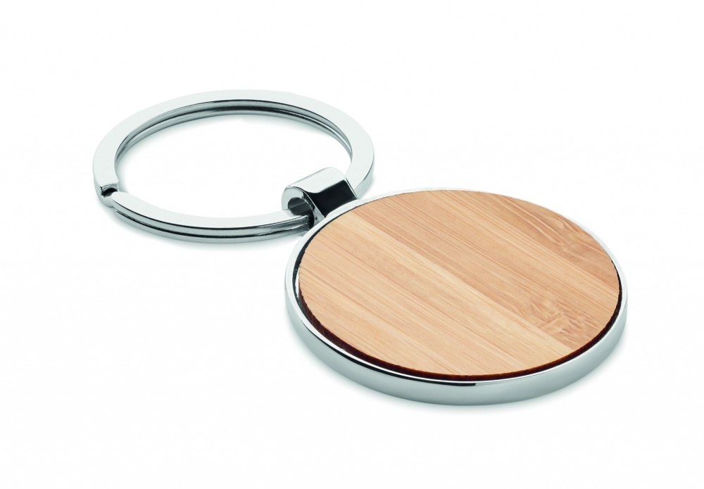Logotrade promotional item image of: Round key ring metal bamboo Dobele