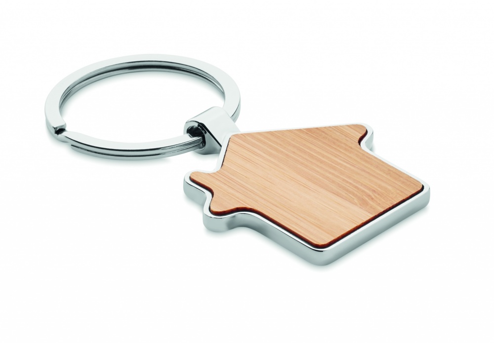 Logotrade promotional giveaway image of: House key ring metal bamboo NORDIC