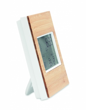 Logotrade promotional item image of: Weather station bamboo front TURKU