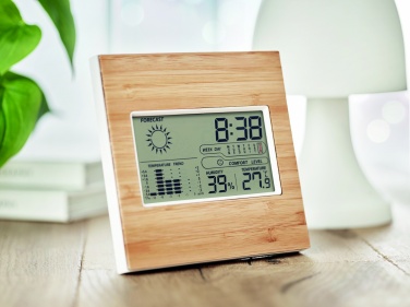Logotrade promotional items photo of: Weather station bamboo front TURKU