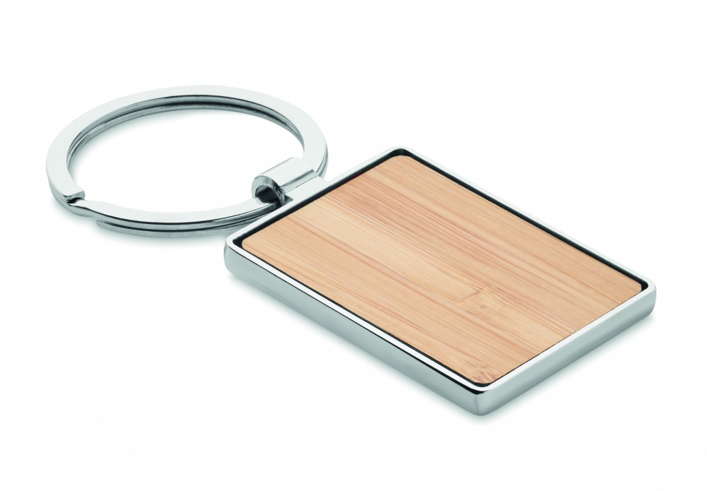 Logo trade promotional items image of: Rectangular key ring bamboo WEST