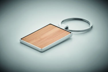 Logo trade promotional merchandise image of: Rectangular key ring bamboo WEST