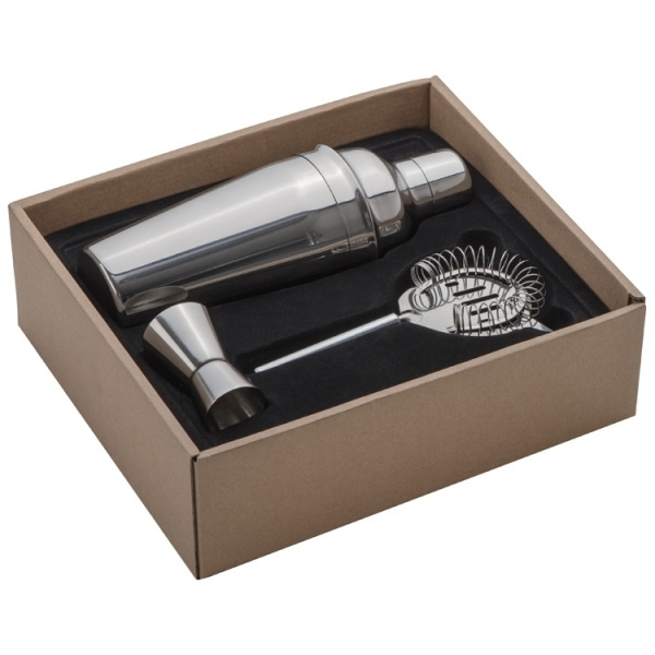 Logotrade advertising product image of: Metal cocktail set, 3-piece MESSINA